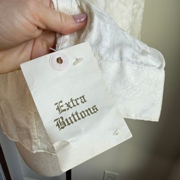 Vintage Victorian Romantic Blouse Cotton Jacquard Size 12 Barrie Pace USA Made - Picture 11 of 12